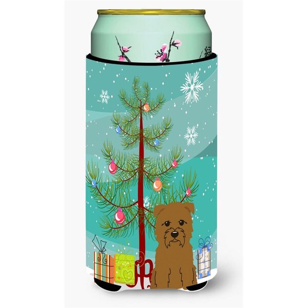Carolines Treasures Merry Christmas Tree Glen of Imal Tan Tall Boy Beverage Insulator Hugger - BB4185TBC