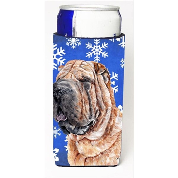 Carolines Treasures Shar Pei Winter Snowflakes Michelob Ultra bottle sleeves Slim Cans  12 Oz. - SC9767MUK