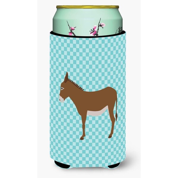 Carolines Treasures Cotentin Donkey Blue Check Tall Boy Beverage Insulator Hugger - BB8023TBC