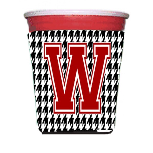 Carolines Treasures Houndstooth Monogram Initial W Red Solo Cup  Hugger - CJ1021W-RSC