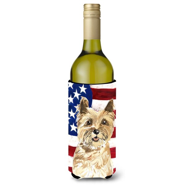 Carolines Treasures Patriotic USA Cairn Terrier Wine Bottle Beverge Insulator Hugger - CK1735LITERK