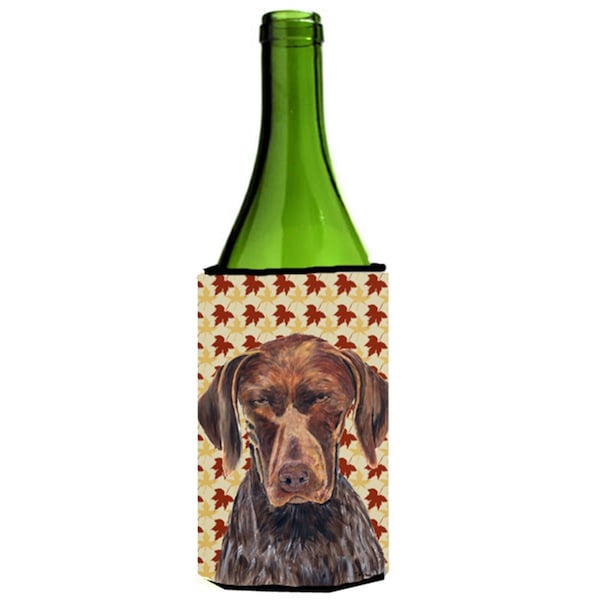 Carolines Treasures German Shorthaired Pointer Fall Leaves Portrait Wine Bottle   Hugger - SC9235LITERK
