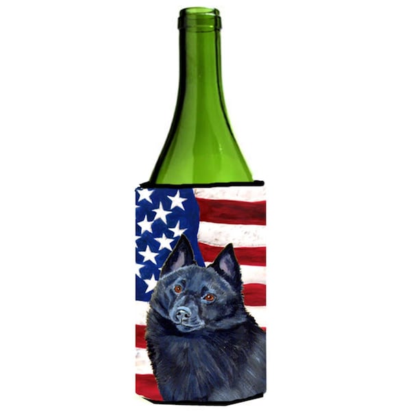 Carolines Treasures USA American Flag with Schipperke Wine bottle sleeve Hugger 24 oz. - LH9009LITERK