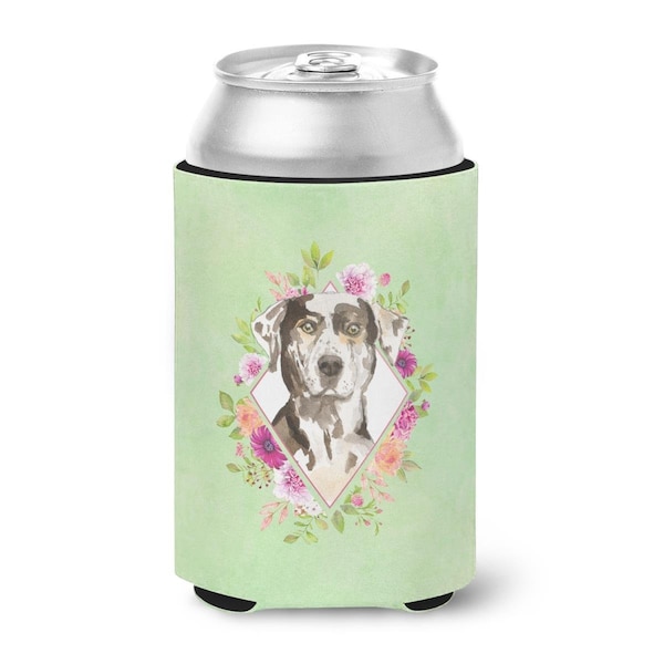 Carolines Treasures Catahoula Leopard Dog Green Flowers Can or Bottle Hugger - CK4409CC