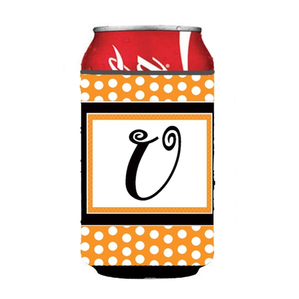 Carolines Treasures Letter U Initial Monogram - Orange Polkadots Can Or Bottle  Hugger - CJ1033-UCC