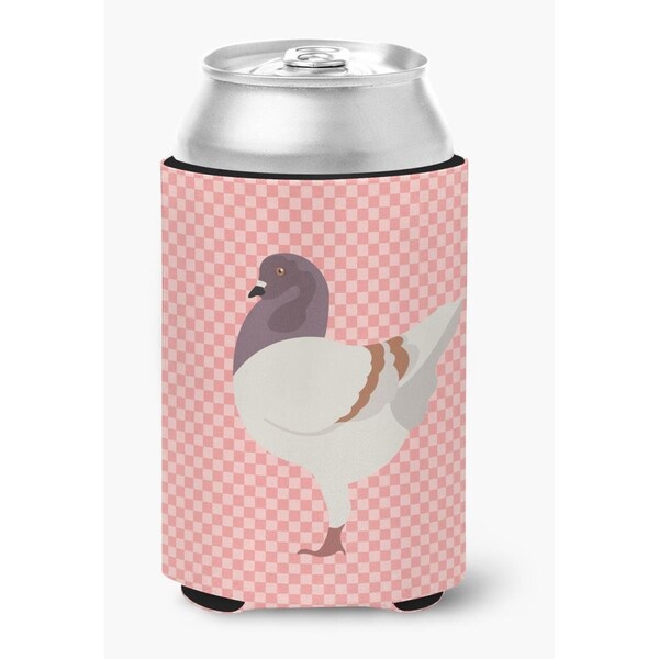 Carolines Treasures German Modena Pigeon Pink Check Can or Bottle Hugger - BB7949CC