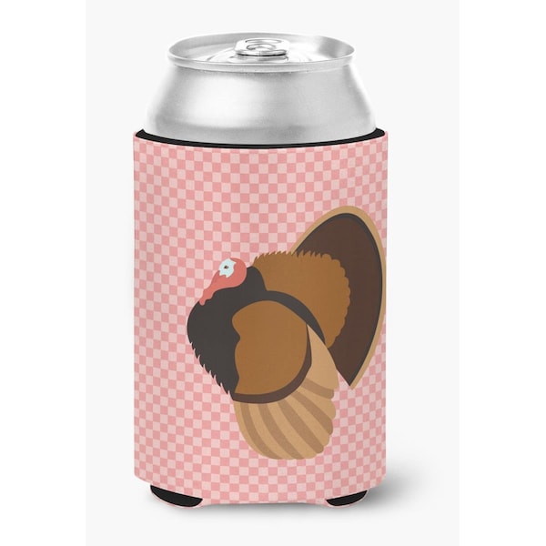 Carolines Treasures Bronze Turkey Pink Check Can or Bottle Hugger - BB7986CC