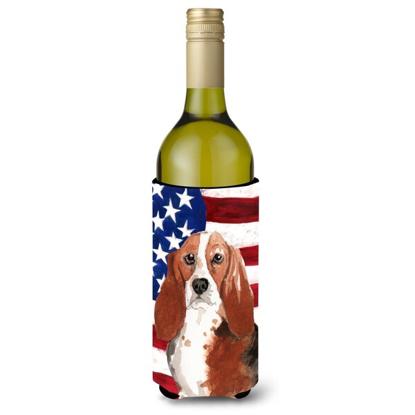 Carolines Treasures Patriotic USA Basset Hound Wine Bottle Beverge Insulator Hugger - CK1742LITERK