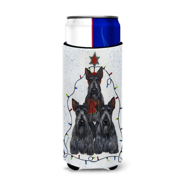 Carolines Treasures 12 oz Scottie Christmas Family Tree Ultra Hugger for Slim Cans - PPP3176MUK