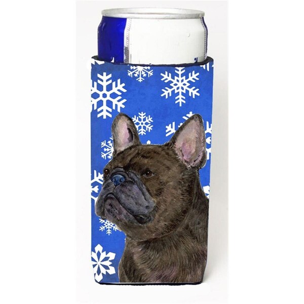 Carolines Treasures French Bulldog Winter Snowflakes Holiday Michelob Ultra bottle sleeves For Slim Cans - 12 oz. - SS4657MUK
