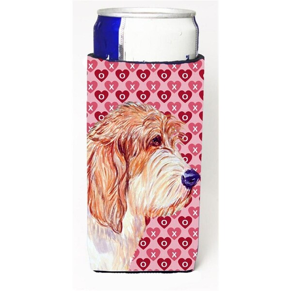 Carolines Treasures Petit Basset Griffon Vendeen Hearts Love Valentines Day Michelob Ultra bottle sleeve for Slim Can - LH9172MUK