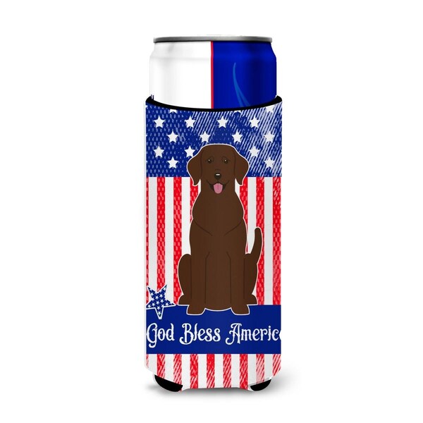 Carolines Treasures Patriotic USA Chocolate Labrador Michelob Ultra Hugger for Slim Cans - BB3051MUK