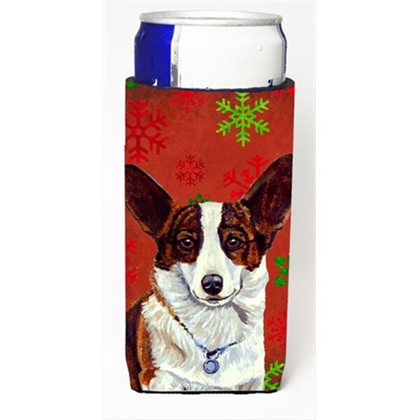 Carolines Treasures Corgi Red And Green Snowflakes Holiday Christmas Michelob Ultra bottle sleeves For Slim Cans - LH9333MUK