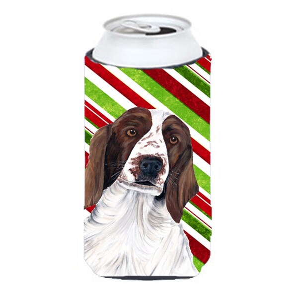 Carolines Treasures Welsh Springer Spaniel Candy Cane Holiday Christmas Tall Boy bottle sleeve Hugger - 22 To 24 oz. - SC9340TBC