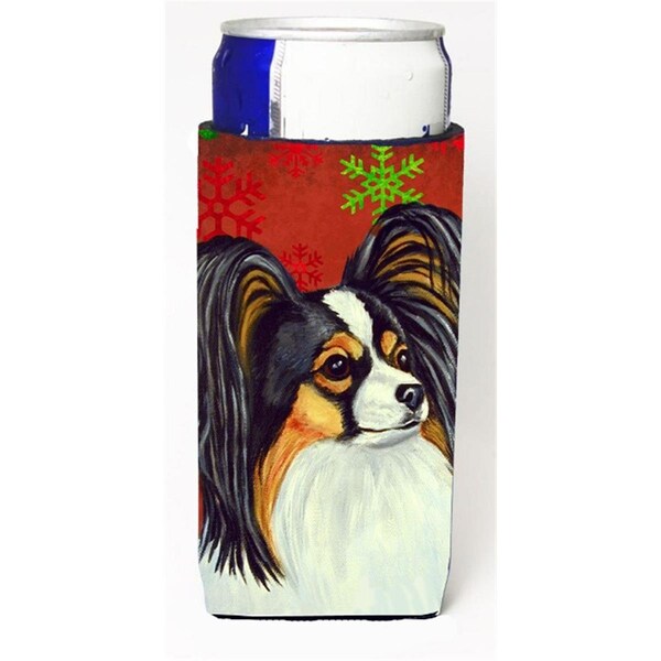 Carolines Treasures Papillon Red and Green Snowflakes Holiday Christmas Michelob Ultra s for slim cans - LH9345MUK