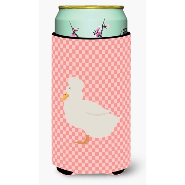 Carolines Treasures Crested Duck Pink Check Tall Boy Beverage Insulator Hugger - BB7857TBC