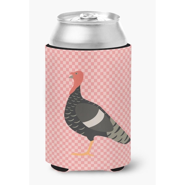 Carolines Treasures Marragansett Turkey Pink Check Can or Bottle Hugger - BB7987CC
