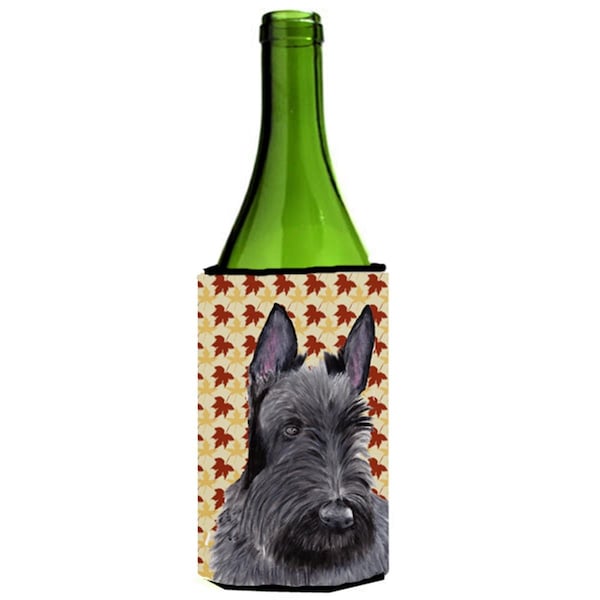 Carolines Treasures Scottish Terrier Fall Leaves Portrait Wine bottle sleeve Hugger - 24 oz. - SC9226LITERK