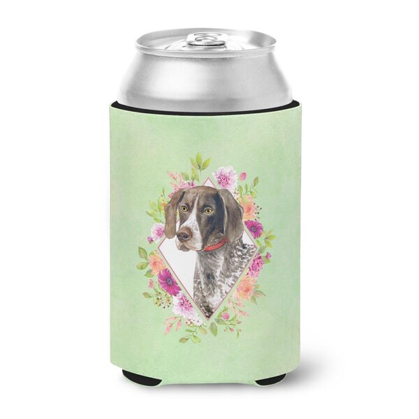 Carolines Treasures German Shorthaired Pointer Green Flowers Can or Bottle Hugger - CK4317CC