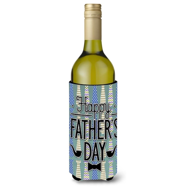 Carolines Treasures Happy Fathers Day Neckties Wine Bottle Beverge Insulator Hugger - BB5437LITERK