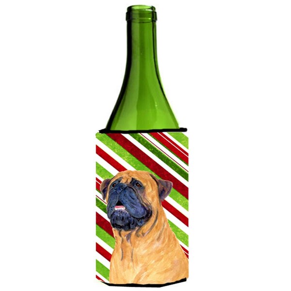 Carolines Treasures Mastiff Candy Cane Holiday Christmas Wine bottle sleeve Hugger - 24 oz. - SS4589LITERK
