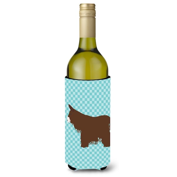 Carolines Treasures Poitou Poiteuin Donkey Blue Check Wine Bottle Beverge Insulator Hugger - BB8026LITERK