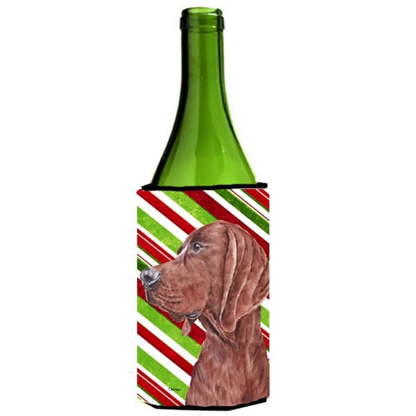 Carolines Treasures Redbone Coonhound Candy Cane Christmas Wine bottle sleeve Hugger  24 Oz. - SC9803LITERK