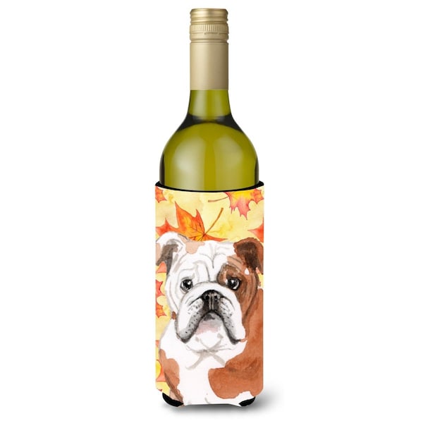Carolines Treasures English Bulldog Fall Wine Bottle Beverge Insulator Hugger - BB9521LITERK