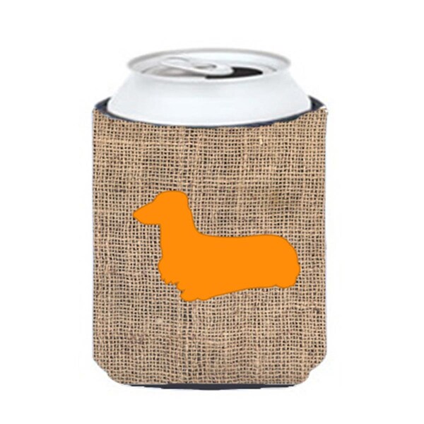 Carolines Treasures Dachshund Burlap And Orange Can Or Bottle  Hugger - BB1078-BL-OR-CC