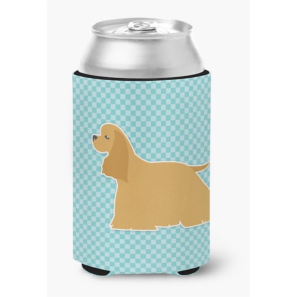 Carolines Treasures Cocker Spaniel Checkerboard Blue Can or Bottle Hugger - BB3686CC
