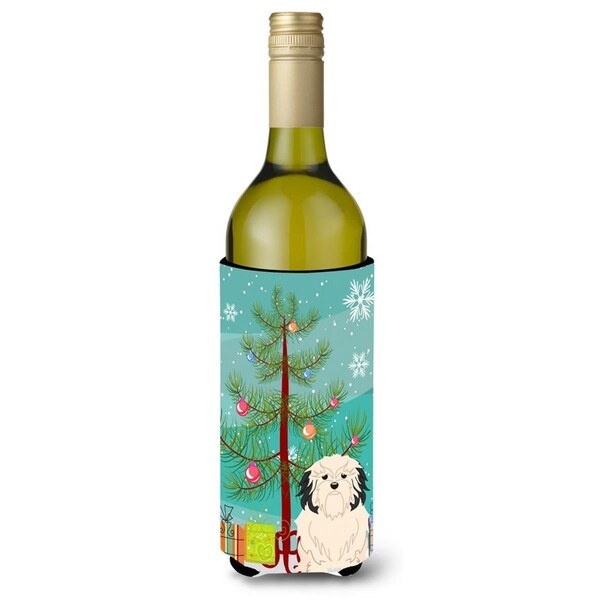 Carolines Treasures Merry Christmas Tree Lowchen Wine Bottle Beverge Insulator Hugger - BB4144LITERK