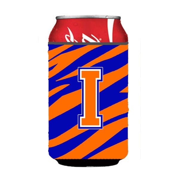Carolines Treasures Letter I Initial Monogram - Tiger Stripe - Blue Orange Can Or Bottle  Hugger - CJ1023-ICC