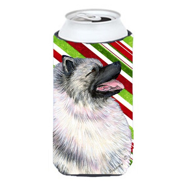 Carolines Treasures Keeshond Candy Cane Holiday Christmas Tall Boy  Hugger - 22 To 24 oz. - SS4557TBC