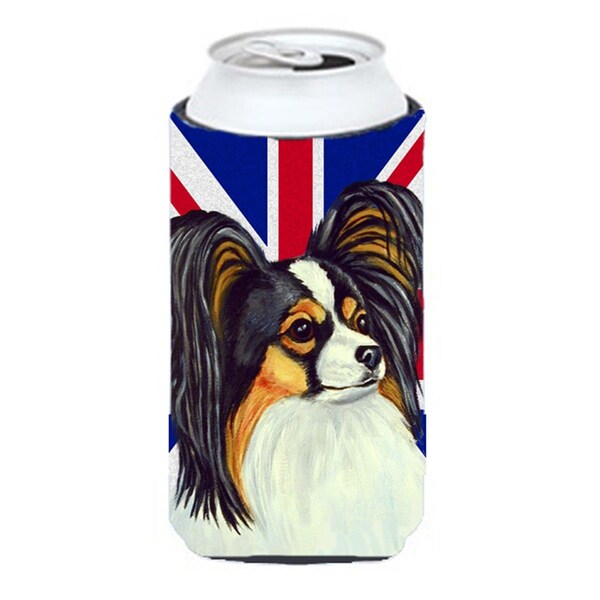 Carolines Treasures Papillon With English Union Jack British Flag Tall Boy bottle sleeve Hugger - 22 To 24 Oz. - LH9503TBC