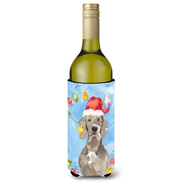 Carolines Treasures Christmas Lights Weimaraner Wine Bottle Beverage Insulator Hugger - CK2497LITERK