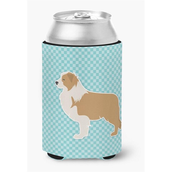 Carolines Treasures Red Border Collie Checkerboard Blue Can or Bottle Hugger - BB3722CC