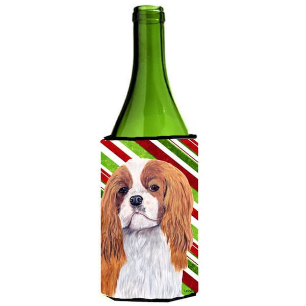 Carolines Treasures Cavalier Spaniel Candy Cane Holiday Christmas Wine bottle sleeve Hugger - 24 oz. - SC9354LITERK