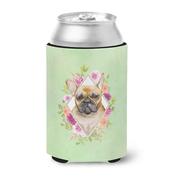 Carolines Treasures Fawn French Bulldog Green Flowers Can or Bottle Hugger - CK4304CC