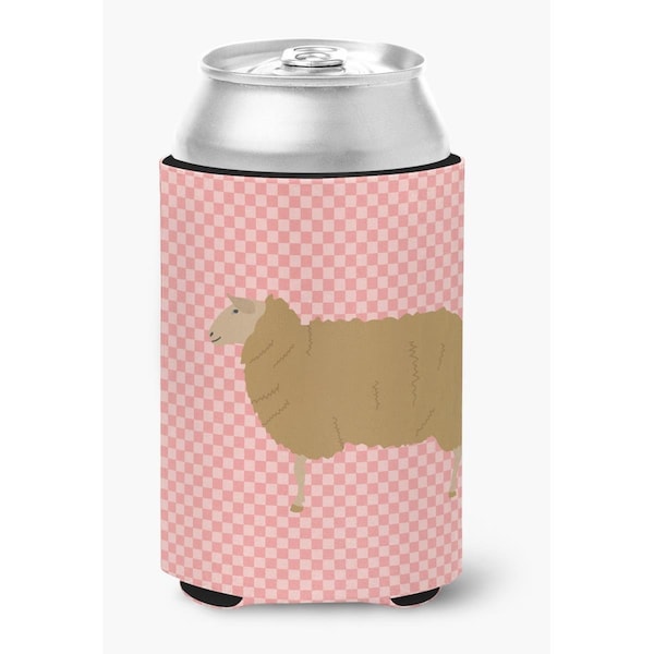 Carolines Treasures East Friesian Sheep Pink Check Can or Bottle Hugger - BB7977CC