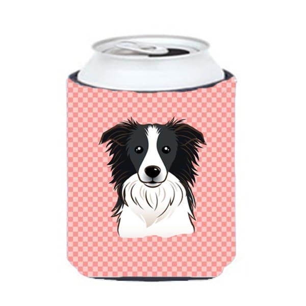 Carolines Treasures Checkerboard Pink Border Collie Can Or Bottle Hugger- 12 Oz. - BB1241CC