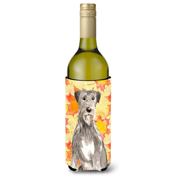 Carolines Treasures Fall Leaves Irish Wolfhound Wine Bottle Beverge Insulator Hugger - CK1839LITERK