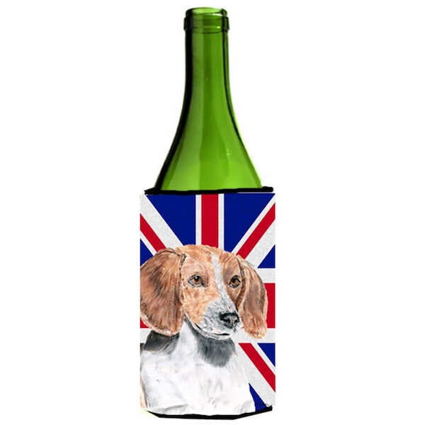 Carolines Treasures English Foxhound With English Union Jack British Flag Wine bottle sleeve Hugger - 24 Oz. - SC9858LITERK