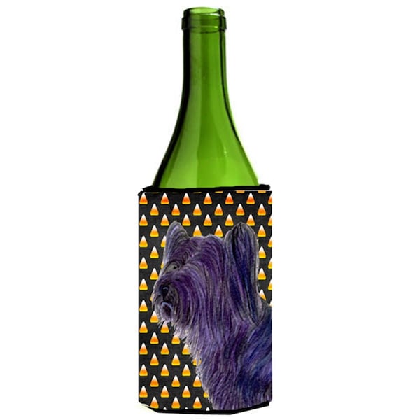 Carolines Treasures Skye Terrier Candy Corn Halloween Portrait Wine bottle sleeve Hugger - 24 Oz. - SS4256LITERK