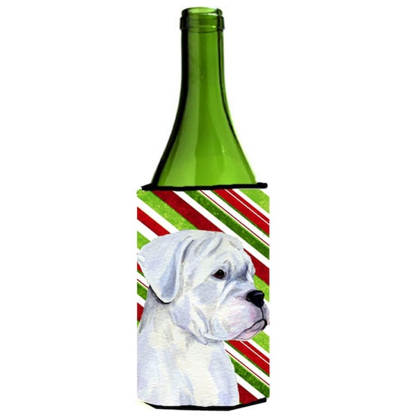 Carolines Treasures Boxer Candy Cane Holiday Christmas Wine Bottle   Hugger - 24 oz. - SS4578LITERK