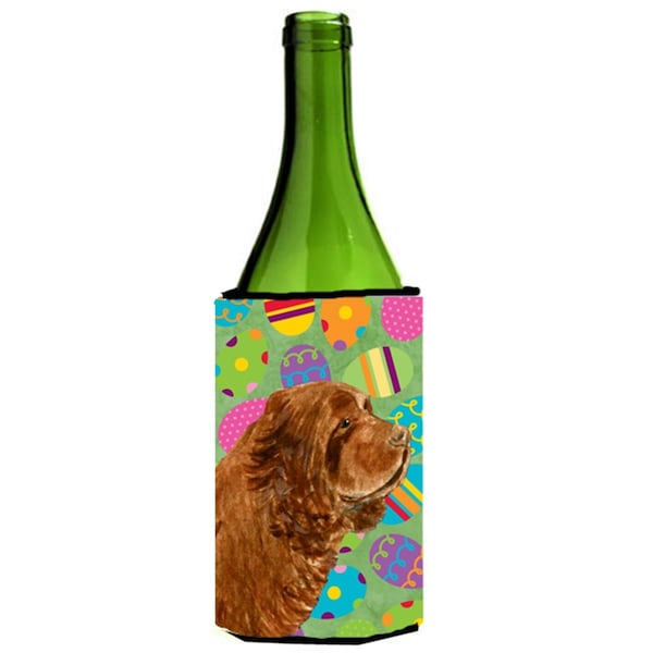Carolines Treasures Sussex Spaniel Easter Eggtravaganza Wine bottle sleeve Hugger - 24 Oz. - SS4855LITERK