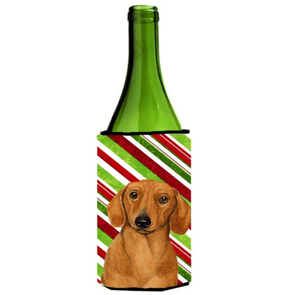 Carolines Treasures Dachshund Candy Cane Holiday Christmas Wine bottle sleeve Hugger - 24 oz. - LH9222LITERK
