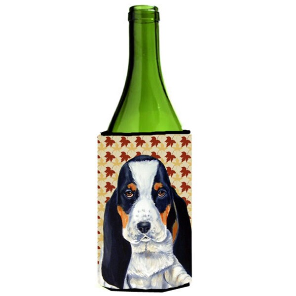 Carolines Treasures Basset Hound Fall Leaves Portrait Wine Bottle   Hugger - LH9104LITERK