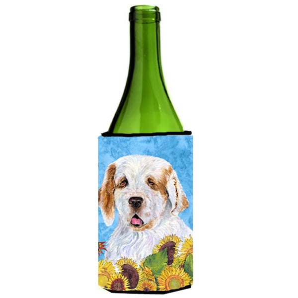 Carolines Treasures Clumber Spaniel In Summer Flowers Wine bottle sleeve Hugger - 24 oz. - SS4133LITERK