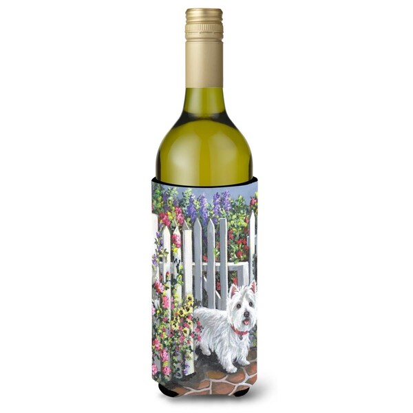 Carolines Treasures 24 oz Westie At the Gate Wine Bottle Hugger - PPP3199LITERK