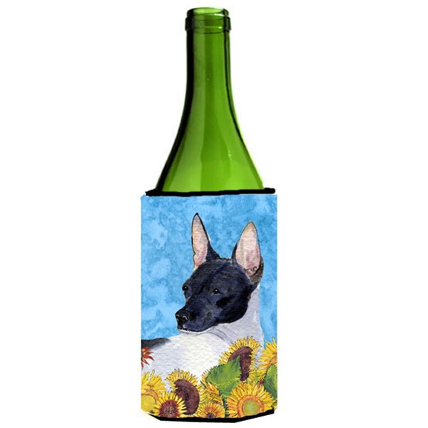 Carolines Treasures Rat Terrier In Summer Flowers Wine bottle sleeve Hugger - 24 oz. - SS4113LITERK